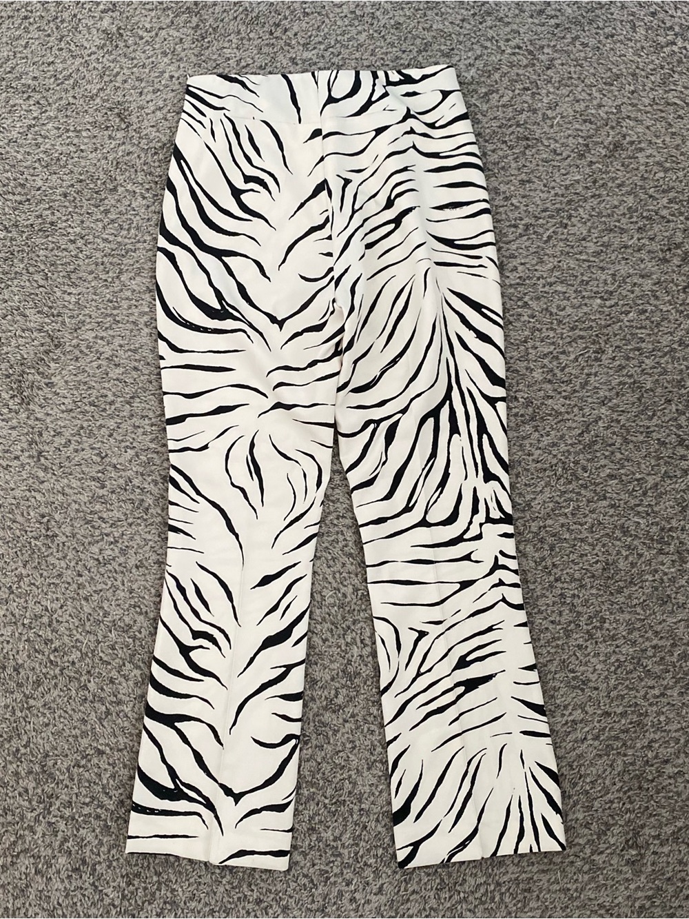 Zara Black & White Zebra-Print Wide-Leg Pants